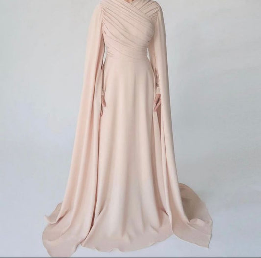 Pastel Pink Cape-style Dress