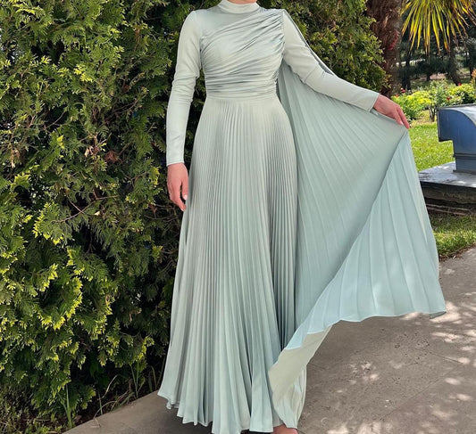 Pleated Mint Green Dress