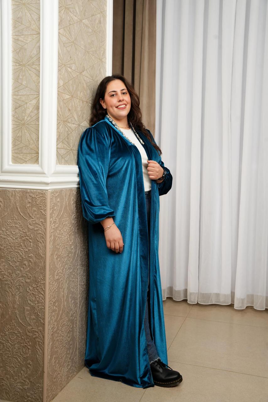 Dark Turquoise Velvet Abaya