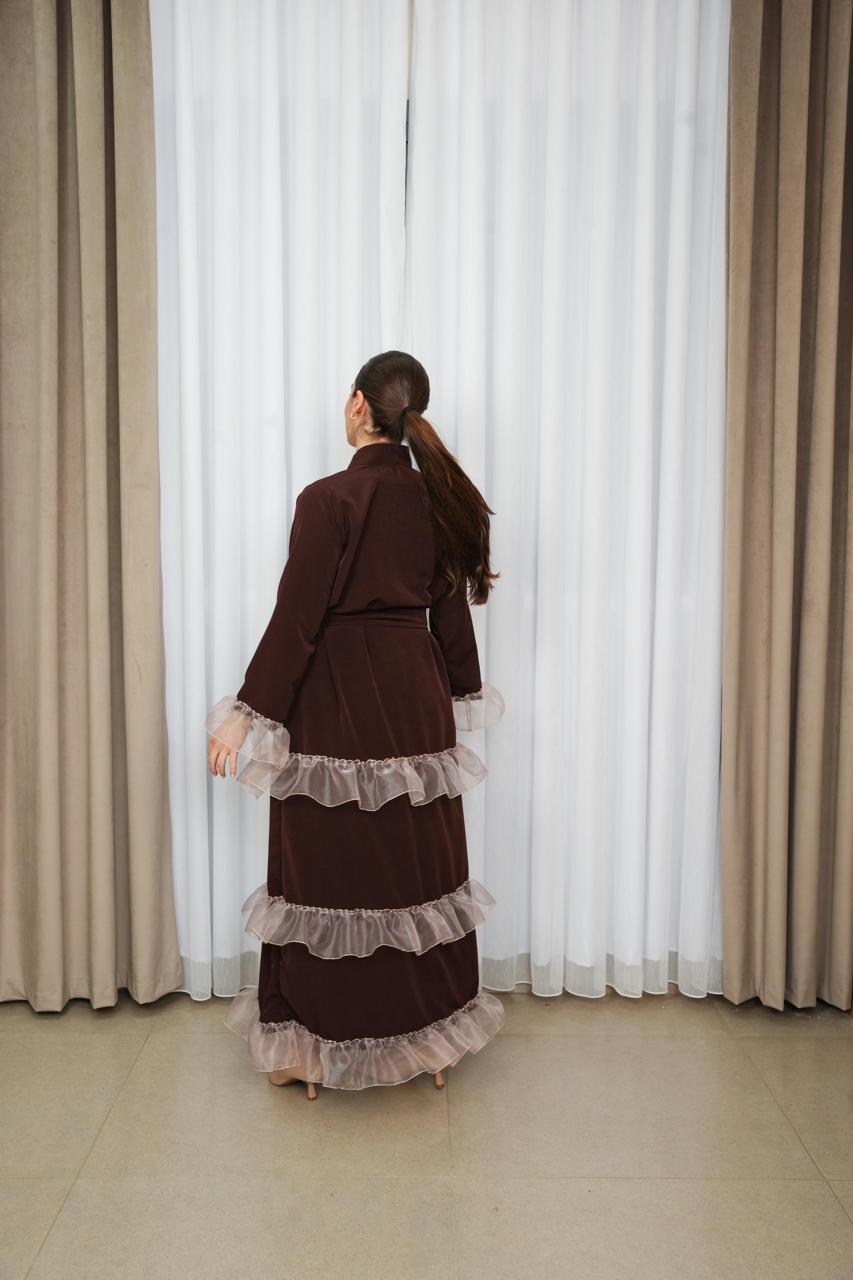 Brown Ruffled Abaya