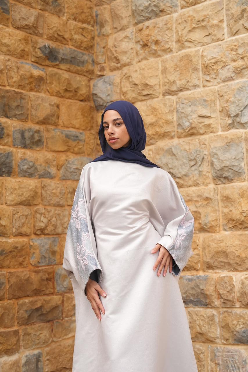 Flowery Embroidered Dress Abaya